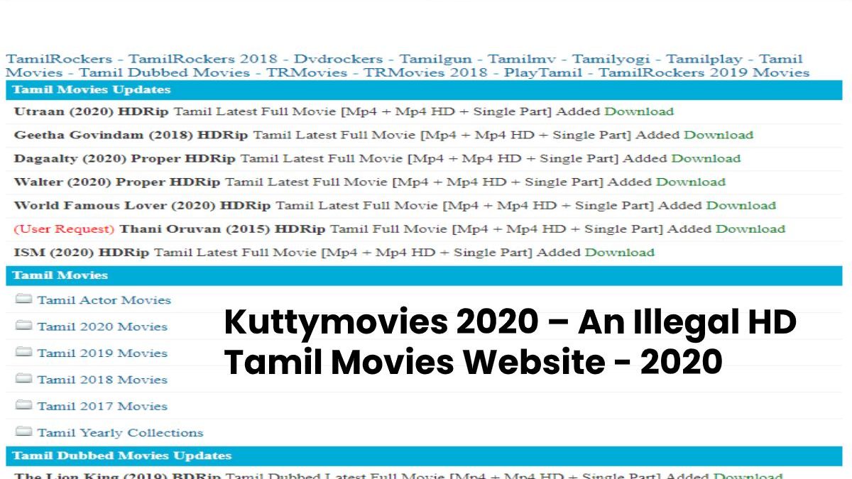 Kuttymovies 2020: Download Tamil Movies in HD Video Quality Kuttymovies Collection